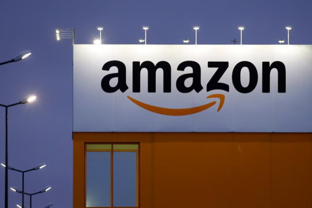 The logo of Amazon is seen at the company logistics centre in Lauwin-Planque, northern France, February 20, 2017